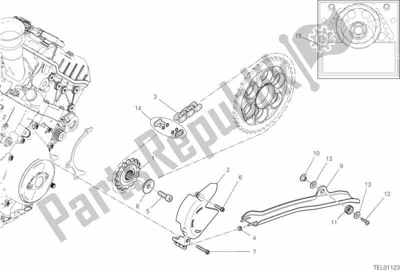 All parts for the Front Sprocket - Chain of the Ducati Superbike Panigale V4 USA 1100 2019